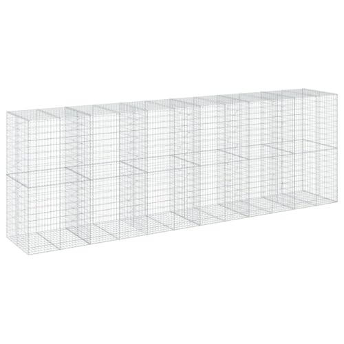 Coespram Large Galvanized Outdoor Gabion Basket Planter Box 39.4"x236.2"x78.7", 1800 kg Load Rustic Raised Garden Bed for Retaining Wall, Porch & Patio Flower Bed