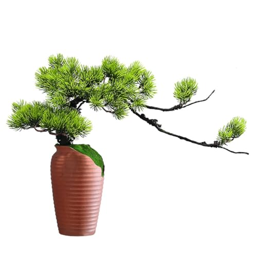 QWERAXZG Imitation Welcome Pine Bonsai Decoration Ceramic Vase Set Living Room Fake Flower