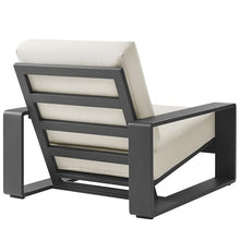 Modway Lirienne Aluminum Set of 2 Outdoor Armchairs in Cream – All-Weather Backyard Patio Accent Chairs with Weather-Resistant Fabric Cushions