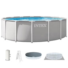 INTEX Prism Frame 15ft x 48in Round Above Ground Swimming Pool Set w/Pump