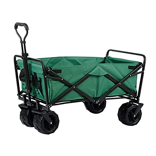 Outdoor Folding Utility Wagon Wagon Collapsible with Wheels Heavy Duty Outdoor Cart for Camping Garden Beach with Cup Holders, Load-Bearing 90kg / 198lbs