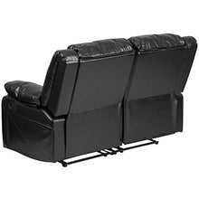 Emma + Oliver Black Faux Leather Loveseat with Built-in Recliners