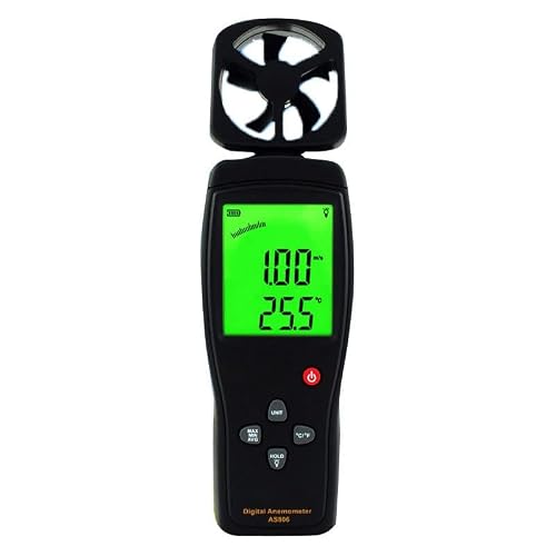 FRAHS Anemometer Handheld, Digital LCD Backlight Wind Speed Meter Gauge, Air Flow Velocity Measurement Thermometer for Measuring Wind Speed