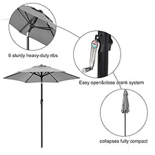JOMRTS Tilting Garden Parasol Umbrella 2M, Outdoor Sun Shade with Crank, Protective, Aluminium Pole