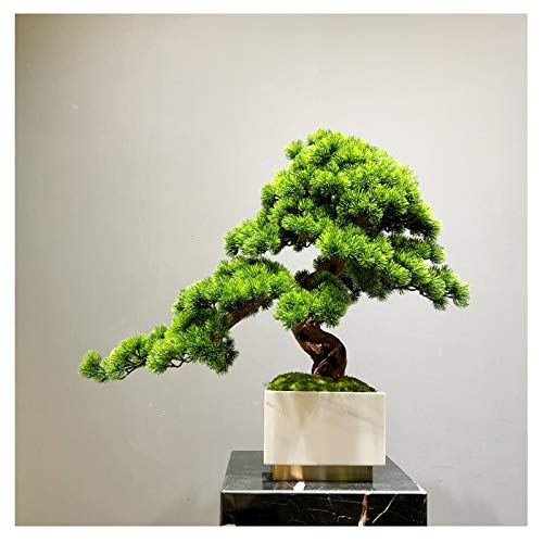 ntumLeap Faux Plants Simulation Welcome Pine Bonsai New Chinese Podocarpus Green Plants Landscaping Living Room Home Porch Decoration Decoration Gifts Artificial Potted Plants