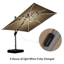 OROTLECT 9' x 9' Square Lighted Cantilever Umbrella With Base,Beige