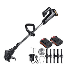 RWGOVLU 24V 1000W Cordless Electric Lawn Mower 10000RPM Wireless Grass Trimmer Kit with 2 Li-Ion Battery Adjustable Handle Garden Tools
