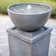 Zen Garden Fountain - 35.5" Gray Polyresin Bowl Water Feature for Patio, Lawn, Birdbath
