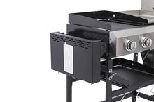 SWLJKU 2 Burner Gas Grill with Plancha Combo, 38,240 BTU Outdoor BBQ Grill, Stainless Steel Burners & Cast Iron Grids, 470 sq.in Grilling Area + 248 sq.in Teppanyaki Griddle