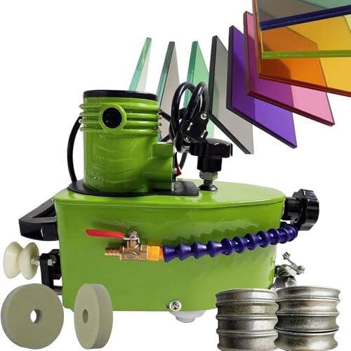 BhRWVJD 800W Electric Small Glass Edging Machine,Portable Small Glass Edger,DIY Diamond Glass Art Corner Grinding Edging Machine,Glass Polisher W/8 Diamond Wheels & 2 Polisher Wheels