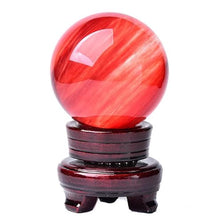 FOTCFATEV Melting Red Crystal Ball with Stand, Stone Decorative Sphere Figurines,Home Office Decor Gift,Polished Divination Orb,180mm