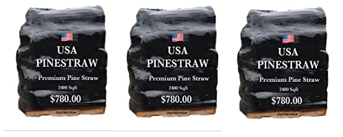 USA PINESTRAW Pine Needle Mulch - Premium Long Needle, Covers 2400 Sqft (3 Set)