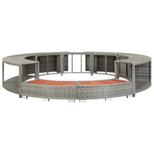 Round Hot Tub Surround Spa Furniture Set with Built-in Storage, Durable Grey Poly Rattan Spa Enclosure for Outdoor Garden and Patio Use