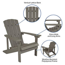 BizChair Poly Resin Adirondack Chair - Gray - All Weather - Indoor/Outdoor - Set of 4