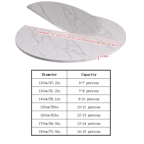 Large Round Foldable Table Top, 47.2-70.9in Diameter Wood Replace Table Top