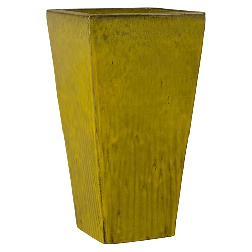 Emissary - Crisco Tall Square Planter, Tropical Yellow 17x31.5 H