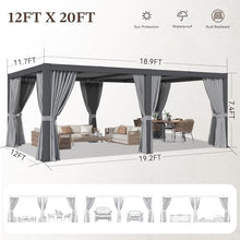 Jolydale Louvered Pergola 12ft x 20ft Aluminum with Adjustable Top Gray