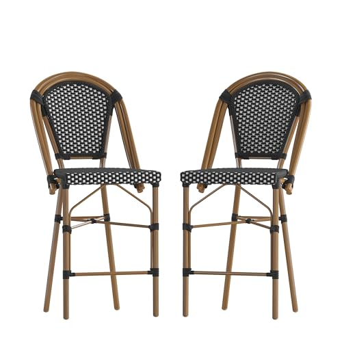 Flash Furniture 26 in Counter Stool, Black/White, 2-Pack