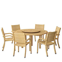 Amazonia Powell 7-Piece Wood Patio Dining Set Round Table with Lazy Susan Light Brown - Teak Finish