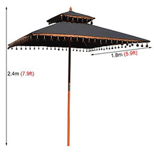 QZQHNYJ Parasol Garden Patio Umbrella Black Square Shade Umbrella with 4 Ribs, Non-Fading Waterproof Market Parasol with Wooden Pole for Water Park Lawn Beach