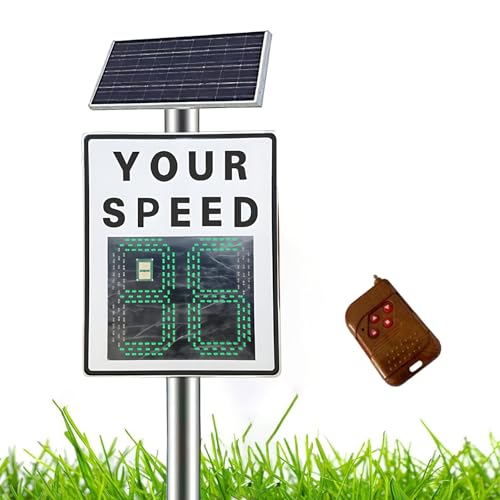 23.6"X35.4" Solar Powered Radar Speed Sign - Radar Speed Limit Sign,Ip65, Easy To Mount,Adjustable Speed Limit,With Remote Control And Accessories