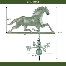 Good Directions Patina Copper Horse Weathervane – Decorative Rooftop Accent for Barns, Homes, Sheds, and Cupolas – Durable & Handcrafted