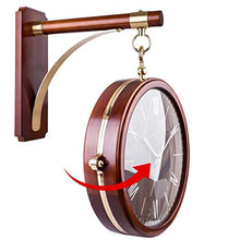 ERTTGWGF Home use Vintage Wooden Double Sided Bracket Mounted Silent Outdoor Indoor Station Clock for Garden Home White Clock Dial
