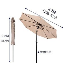 UWYTGF Garden Umbrella Parasol Heavy Duty Outdoor Sun Umbrella,Round Umbrellas Sunscreen with Tilt Function,for Patio,Lawn,Pool,Garde,Wine Red,2.7M