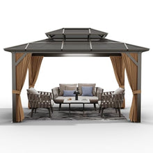 GAOMON 10'x12' Hardtop Gazebo Brown