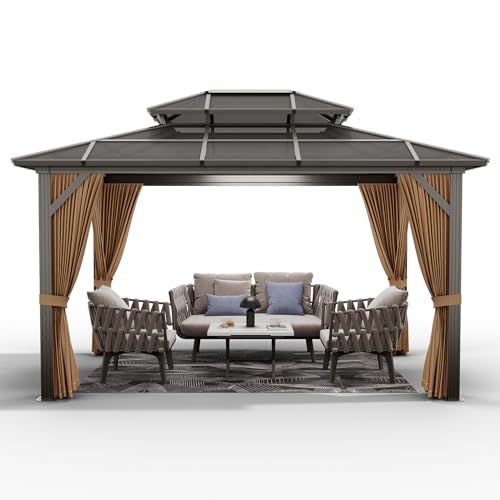 GAOMON 10'x12' Hardtop Gazebo Brown