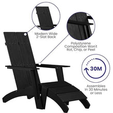 Flash Furniture Set of 2 Sawyer Adirondack Chairs with Footrests Black