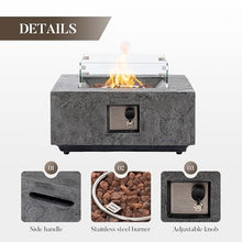 Cosiest Propane Fire Pit with Wind Guard&Tank Cover for Outside, 28 in Square Gas Fire Pits for Outdoor Patio, Certified, 50000 BTU Concrete Rectangle Base with Rain Cover, Free Lava Rocks