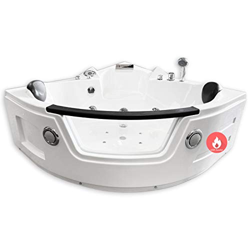 SIMBASHOPPING USA Whirlpool Corner Bathtub Hydrotherapy MIAMI 53.14" and Heater