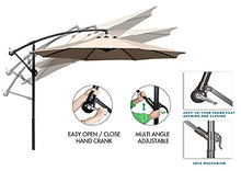 RWGOVLU 3M Cantilever Parasol, Outdoor Parasol, Hanging Umbrella, Sun Shade Umbrella Waterproof, Beach Parasol with Crank & Tilt, UV Protection, Base not Include (Khaki)