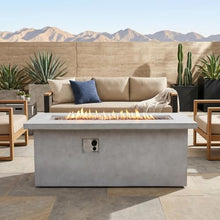 60" Outdoor Propane Fire Pit Table, Rectangular Concrete Gas Fire Pit with 60,000 BTU Heating, Hidden Tank Storage, Electronic Ignition, Lava Rocks & Cover for Patio Backyard Deck Garden, Dark Grey
