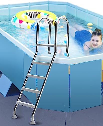 ERoomQ 4-Step Preventing Slips Above Ground Swimming Pool Ladder Stainless Steel Pool Steps for Open-Air Baths, Swim Workouts
