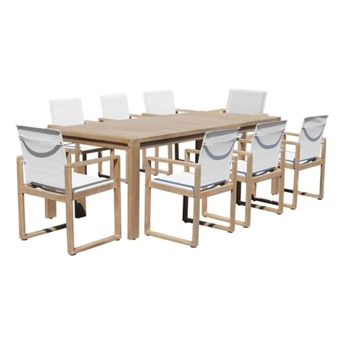 Pemberly Row 9-Piece Modern Acacia Wood Dining Set Natural