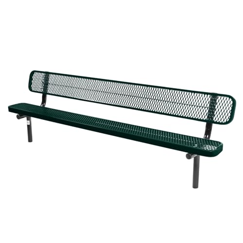 COATEDOUTDOORFURNITURE Bench, Textured Dark Green, Expanded, 8Ft
