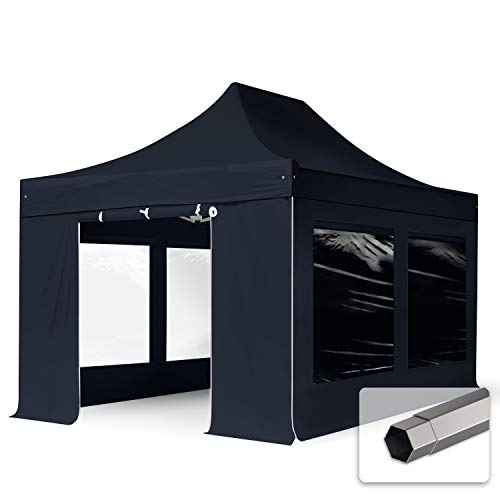 TOOLPORT 10x15 ft PES 750 Pop Up Canopy Tent, Steel, Black