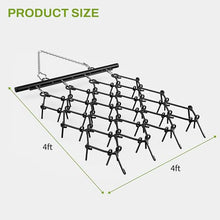 AUTOSAVER88 4'x 4' Heavy Duty Drag Harrow,1/2in Tines,Chain Drag Harrow Compatible with Tractors ATV UTV Lawn Tractor, Black