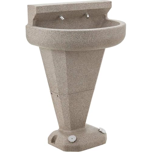 Global Industrial Foot-Operated Pedestal Wash Fountain, 2 Station, 0.58 GPM