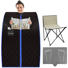 SereneLife Portable Sauna Box for Home, Infrared Sauna Tent with Heated Foot Pad and Folding Chair, Remote Control In-Home Spa, 38" x 32”