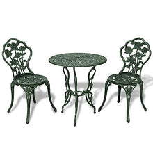 JKSVTF 3 Piece Bistro Set Cast Aluminium Green, Garden Table and Chairs, Garden Chairs Set, Patio Set, Outdoor Table and Chairs, Garden Table Set -