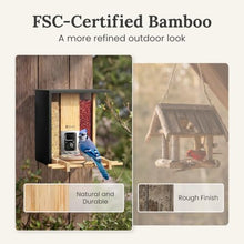 Birdfy Smart Bird Feeder with Camera, Solar Powered, 2K Live Stream, Bamboo Bird Feeder with Metal Guard, AI Bird Identification, Auto-Recorded Videos, Gift for Bird Lovers