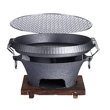 Cast Iron Charcoal Grill Portable Barbecue Smoker Grill Outdoor with Grates Cast Iron Grill Pan for Commercial Cooking Camping Hiking Party
