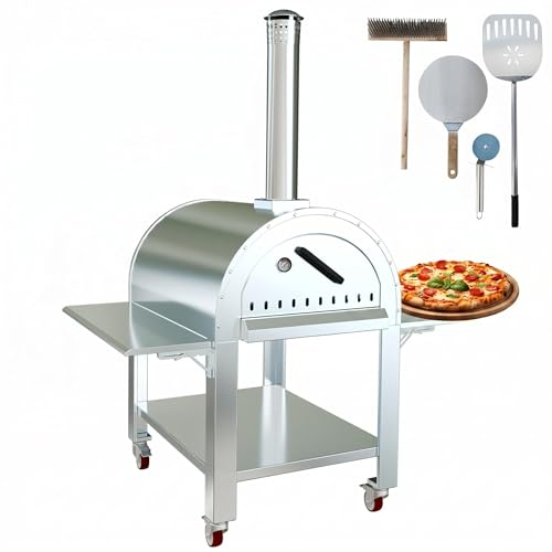 Garvee 32" Outdoor Wood‑Fired Pizza Oven,Stainless Steel Grill Oven