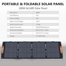 ALLWEI 200W Portable Solar Panel for 1200W 2400W Power Station Solar Generator, Folded 3-in-1 Outputs 18V Solar Charger with Adjustable Kickstand for RV Camping Home
