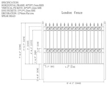 ALEKO FENCELON London Style Galvanized Steel Fence Ornamental Security 8 x 5 Feet Black
