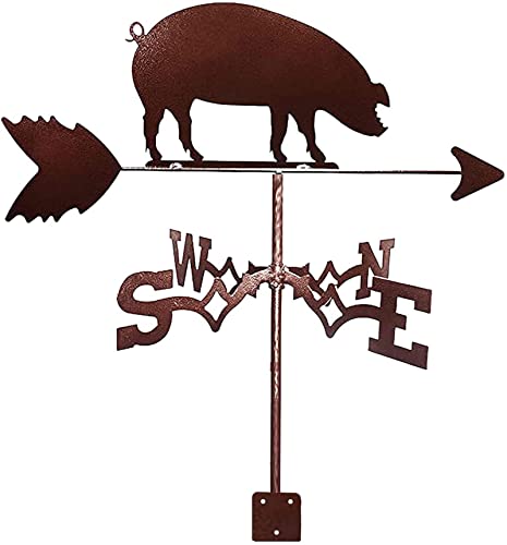Weather Vane Roof Mount Weathervane Measuring Tools Creative Sculptures Wind Direction Indicator Weathercock Stainless Steel for Patio Yard Ornament Decoration (Pig) (Dolphin)
