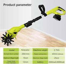 Electric Small Rotavator, Garden Tiller, 20V Electric Cordless Hand Tiller Cultivator with Rechargeable Lithium Battery and Charger, Power Tillers for Digging, Weed Removal,2batteries